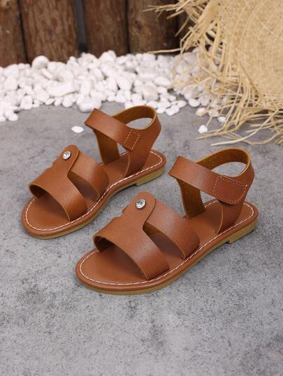 一双新款夏季儿童凉鞋 - 魔术贴凉鞋，舒适百搭，适合日常外出、沙滩、波西米亚风凉鞋、学校生活和暑假穿着，女童凉鞋，男童鞋，儿童凉鞋，凉鞋，童鞋。