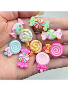 30pcs/Set Cute Mixed Resin Candy Flat Back Charms, Slime Making Supplies For DIY Crafts, Scrapbooking, Party Favors, Halloween Candy Party Decor, Christmas Home Wall Decoration (Random Color & Style) - Multicolor - View 7