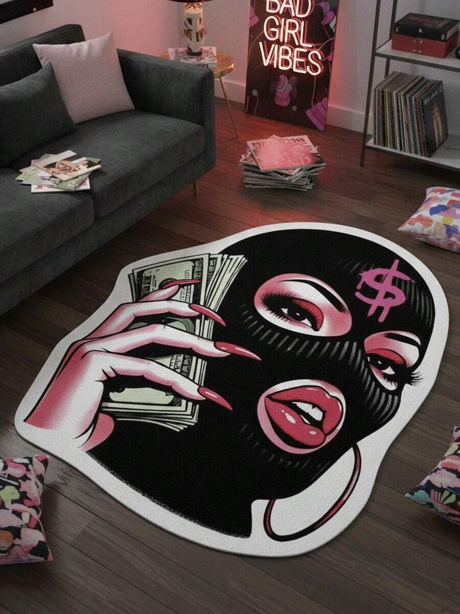 1件套蒙面美女图案地毯,情人节装饰地毯,卧室装饰,小地毯,地毯,家居装饰,客厅地毯,小型客厅地毯,卧室地毯,客厅家居装饰,户外地毯,可水洗地毯 - 彩色 - 查看 1