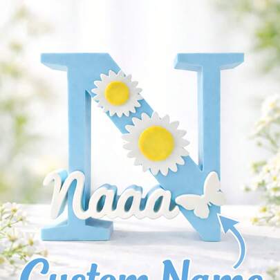 1pc Personalized Custom Name Letter Decor Nursery Initial Name Sign Daisy Butterfly Kids Room Decoration 3D Printed Name Plaque Custom Baby Name Sign Nursery Shelf Decor Children Bedroom Table Decor Cute Floral Letter Ornament Baby Girl Room Decor Toddler Nursery Decoration Custom Name Gift Baby Nursery Decor Kids Room Aesthetic Decor Personalized Name Letter Sign
