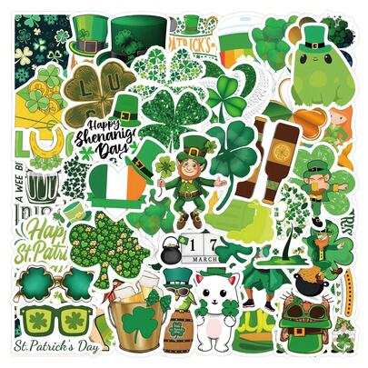 55PCS ST Patrick Festival Creative Graffiti Stickers DIY Decorative Decals Phone Case Laptop Diary Guitar Cups Stationery Waterproof Stickers