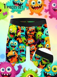 Men's Patchwork Cartoon Print Casual Everyday Briefs - Black - View 2
