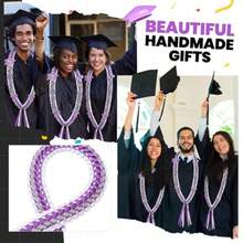 Juexica Graduation Ribbon Lei - Class Of 2026 Graduate Leis DIY Braided Necklace For Men And Women Graduation Gift Purple White 1 Set - Tím Trắng - Xem 6