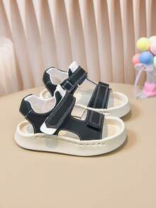 1 Pair Black Boys' Sandals, New Design, Non-Slip, Suitable For Toddlers & Little Boys, Summer, Soft Sole - Black - View 8