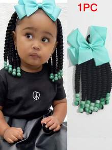 1 Piece 8-Inch Bow Ponytail, Multi-Color Butterfly Clip Braided Ponytail Hair Extensions, Sweet Hairpiece With Elastic Band, Suitable For Girls' Daily Casual And Party Wear. - Natural Black - View 9