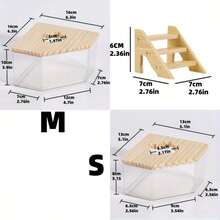 透明木质阶梯式宠物仓鼠浴沙容器兼厕所 - 仓鼠、兔子、老鼠淋浴房 - 透气卫生的宠物用品 - A-1PCS - 查看 2