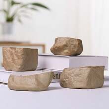 Ceramic Succulent Pot Wear Resistant Stone Shape Cactus Succulent Miniature Garden Bonsai Flowerpot For Home Office Table Desk Decoration - A - View 10