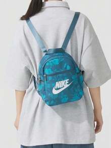 Nike 耐吉簡約時尚花卉圖案印花 織品 雙肩包 男女同款情侶款 煙灰藍 - 煙灰藍 - 查看 2