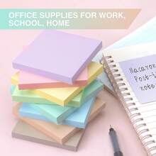 Giấy ghi chú tự dính 3" x 3", gói 8 tập, 8 tông màu nhẹ nhàng với giấy ghi chú màu xám, thích hợp cho trường học, nhà cửa, văn phòng, 70 tờ mỗi tập. - 7,6*7,6cm - Xem 6