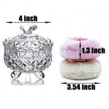 Luxury 4 Inch Glass Powder Container With 2 Soft Puffs For Loose Powder - 1 Beige 1 Pink Bow Puffs With Butterfly-clear - View 8