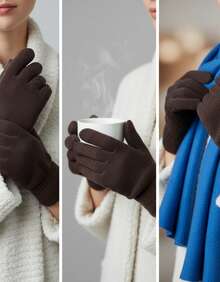 Basic Elegant Knitted Gloves For Cold Winter - Adult (Various Colors) - Rust Brown - View 6