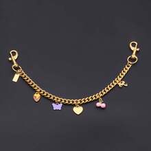 1 pieza Cadena de bolso cruzado delicado de moda para mujer, decoración de metal con corazón de cereza y galleta de orquídea, correa de bolso versátil - Multicolor - Ver 7