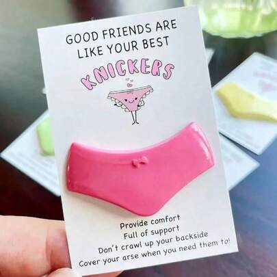 Funny Pocket Hug Souvenir With Greeting Card, Mini Resin Underwear Souvenir, Humorous Gifts For Best Friends, Perfect Gifts For Friends And Family