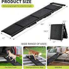 Rampa diseño plegable del perro del coche - superficie superficie antideslizante y manijas laterales - 63x17 pulgadas - Ver 2