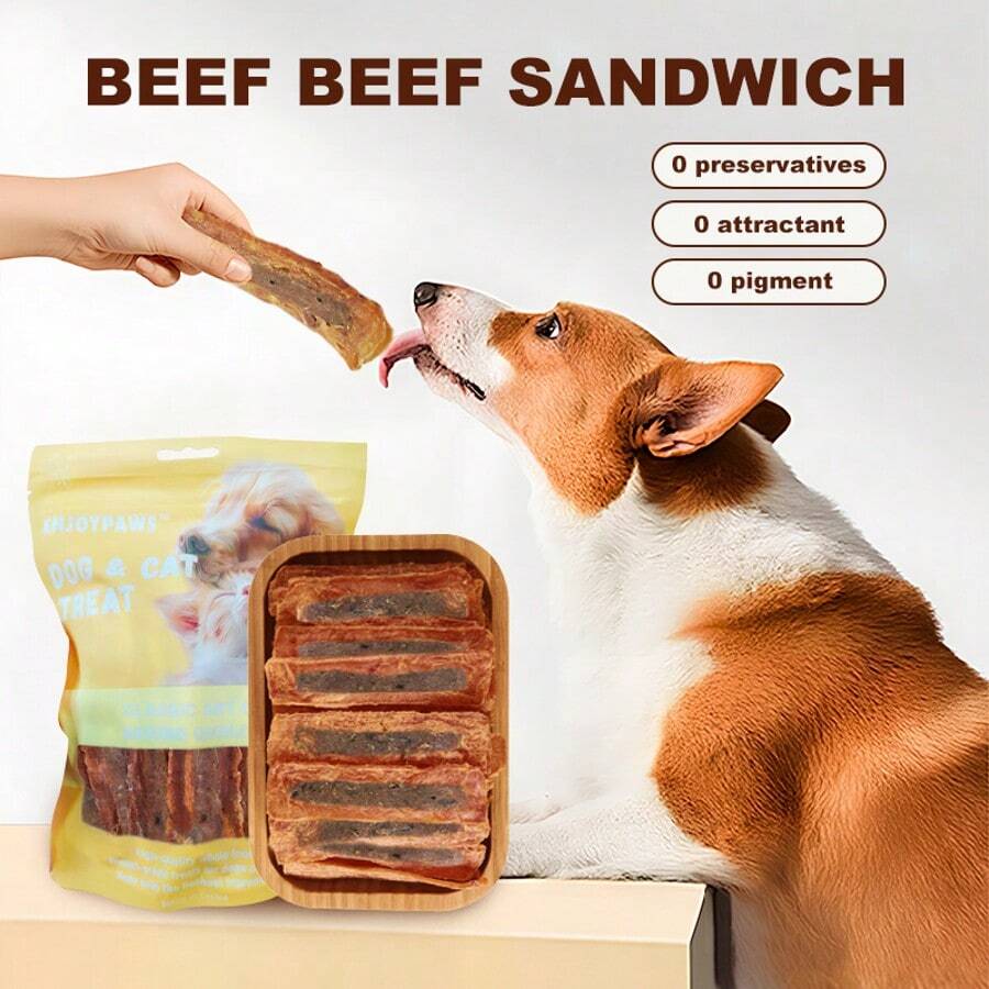 Pet Chicken And Beef Stuffed Jerky Strips, Pet Snacks, Additive-Free, Pure Meat, Healthy For Chewing And Teeth Cleaning - Ginger - View 1