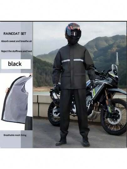Men's Waterproof Motorcycle Riding Suit, With A Casual And Fashionable Style. 100D Upgraded Polyester Canvas Fabric, Breathable And Durable Sports, Hiking And Travel Raincoat. 2 Pieces Raincoat And Rain Pants Set. Women's Raincoat Set, Men's Raincoat And Rain Pants Set, Rain Protection And Waterproof Set For Motorcycles And Electric Vehicles, Adult Motorcycle Riding Raincoat.,Raincoat / Rain Jacket / Waterproof Jacket / Rain Poncho / Waterproof Poncho / Raincoat / Impermeable / Rain Gear / Kids Raincoat / Adult Raincoat / Outdoor