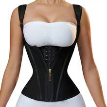 High Quality Adjustable Abdominal Shaping Belt (With Back Support) - Zipper Breasted Fitness Yoga Abdominal Closure Sports Plastic Belt Abdominal Closure Belt, Breathable Latex/Elastic Fiber Waist Belt, Suitable For Sports And Daily Wear (Zipper/Buckle Closure), Hand Washable (For Improved Posture And Support) - 黑色 - 查看 4