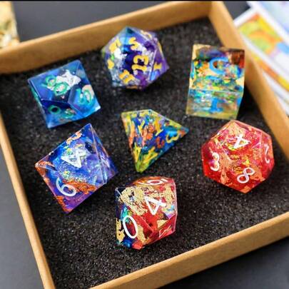 Dice Resin Molds Silicone,  Dice Epoxy Resin Molds With 7 Standard Polyhedral Stereoscopic Dice Cavities, Silicone Molds For Epoxy Resin, DIY Dices Making, Table Board Game