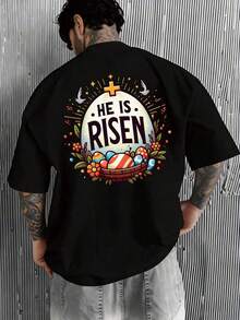 Men's-Shirt With Easter Pattern: Spring Holiday Outfit Ideas, Suitable Gifts Christian Friends And Family. - Black - View 13