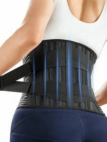 6件装男女通用可调节腰部支撑带，防滑腰部支撑带，适合工作、健身及其他场合 - 黑色 - 查看 2