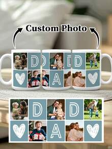 1pc 11oz Photo Mug For Dad, Father's Day Mug, Multiple Photos Can Be Customized, A Birthday Gift For Dad, Customized Family Mug, A Water Mug Exclusive To Dad, A Photo Memento Gift, Anniversary Gift. - Style 4 - View 11