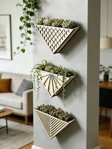 1/2 Peças Suporte de Parede de Madeira Geométrico Triangular Estilo Boêmio, Suporte de Planta Suculenta de Madeira Estilo Fazenda Moderna, Fácil de Instalar, Adequado para Todas as Estações, Suporte de Flor Minimalista Montado na Parede, Decoração Artística para Casa - Aplicável para Entrada, Corredor, Banheiro, Sala de Estar, Sala de Jantar, Espaço Estreito, Varanda, Decoração de Parede de Apartamento, Exibição de Plantas, Armazenamento Montado na Parede e Decoração Doméstica Economizadora de Espaço - Cor/estilo aleatório - Visão 11