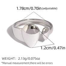 Uself 3 pezzi/1 pezzo Set di anelli a goccia asimmetrici placcati in oro 18K in acciaio inossidabile 304, anelli con apertura irregolare lucidati, adatti per uso quotidiano, feste, regali per le vacanze per le donne, gioielleria da donna, gioielleria occidentale, marchio da donna - Multicolore - Visualizzare 9