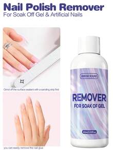 BridgeSound BRIDGE SOUND（60毫升）无丙酮温和卸甲液，轻松卸除指甲油、亮片、指甲粉、凝胶指甲油及各种类型的指甲油，不伤指甲。低刺激性气味，卸甲过程更舒适。使用简单，适合新手，是居家DIY美甲或美甲沙龙的必备品。 - 卸甲油 - 查看 3