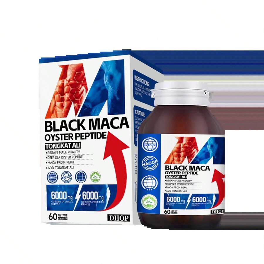 DHOP Black Maca Oyster Peptide Capsules |   Superfood Energy Boost With Deep-Sea Oyster Peptides, East Asian Ginseng & South African Datura |   Natural Herbal Formula For Men's Vitality, Immunity & Strength |   60 Capsules Fitness Adaptogenic - 1 - 查看 1