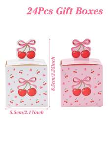 24 piezas Cajas de regalo con lazo de cereza, cajas de embalaje de regalo pequeñas para baby shower, cajas de obsequio con lazo de cereza, cajas para dulces, cajas para postres, suministros de envoltura de regalos de cumpleaños, decoraciones para baby shower de niño y niña, decoración para revelación de género, cajas de regalo para decoración de mesa de fiesta de boda, decoraciones de fiesta de cumpleaños con lazo de cereza, suministros para fiesta de baby shower, decoraciones para fiesta de cumpleaños de niña, regalos de baby shower, recuerdos de fiesta - Arco de cereza - Ver 6