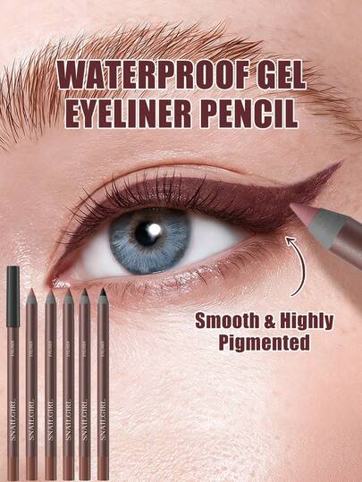 SNAILGIRL Waterproof Gel Eyeliner Pencil With Built-In Sharpener, Smudge-Proof, Smooth Application, Waterproof & Longwear, Matte Finish, Lasts Up To 36 Hours, High-Performance Eyeliner Pencil, Multipurpose, Long-Lasting Eyeliner