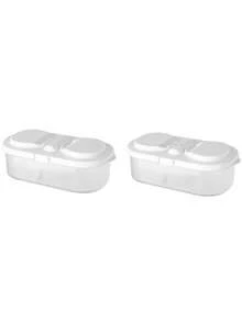 1 pieza Recipiente de almacenamiento de alimentos hermético de doble capa con tapa, organizador de cocina multifuncional de plástico para refrigerador - Multicolor - Ver 22