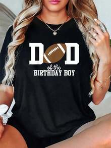 Camiseta 100% Algodón Unisex para Papá del Cumpleañero, Amante del Fútbol, Fiesta de Primer Cumpleaños, Camisetas con Estampado Gráfico - Camiseta de Manga Corta Estampada - Negro - Ver 1
