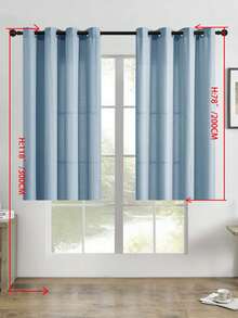 1片装薄纱窗帘，带孔眼，透光窗帘，半透明窗帘，家用/办公用窗帘，纯色现代简约涤纶薄纱窗帘，透光，适用于卧室/客厅/阳台，防紫外线 - 藍色 - 查看 53