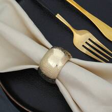 6-10个装 奢华优雅金属鼓形餐巾环，独特纹理设计，适用于派对、节日庆典和招待客人 - 彩色 - 查看 1