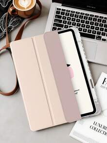 1pc Transparent Acrylic Tri-Fold Tablet Case, Suitable For IPad 10th Gen/11th/10.2/10.5/Air4/Air5/10.9/Pro 11/Air 11-In.(M2)-2024/Pro 11-In.(M4)-2024/ Air 11-Inch (M3) 2025/12.9/ Air 13-In.(M2)-2024/ Pro 13-In.(M4), Built-In Pencil Slot, High Transparency Acrylic Backcover Anti-Bend Anti-Scratch Anti-Drop, Tri-Fold Adjustable Stand, Magnetic/Auto Sleep & Wake, Minimalist/Casual/Classic Tablet Folio Case, Pen Not Included, Some Models With Lens Frame - Pink - View 4