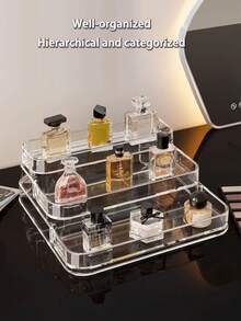 透明塑料化妆品收纳盒，带多个隔层 | 厨房台面收纳盒，可存放香水、护肤品和化妆品 - 耐用的浴室梳妆台收纳盒。 - 彩色 - 查看 7