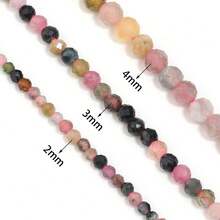 1pc Natural Tourmaline Stone Beads Cut Surface Loose Beads 2/3/4mm Round Rice Beads Straight Hole String Beads DIY Handmade Accessories - Tourmaline - View 7