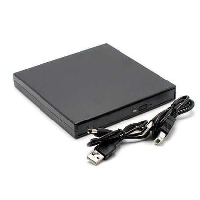 Portable USB 2.0 External DVD Drive | Plug And Play, Slim Portable Burner Suitable For Laptops And Desktops | Supports CD/DVD Playback And Data Copying | Silver, With Power Cable