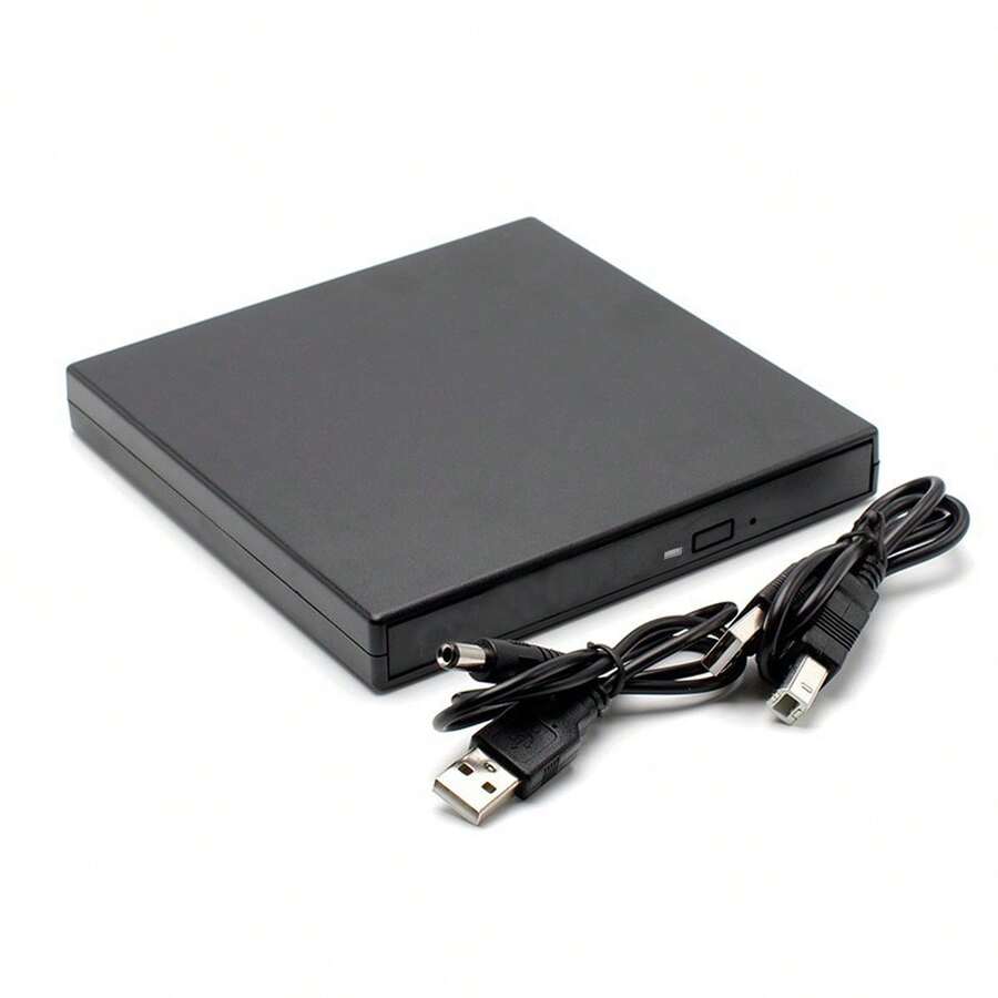 Unidad de DVD externa portátil USB 2.0 | Plug and Play, quemador portátil delgado apto para portátiles y de sobremesa | Admite reproducción de CD/DVD y copia de datos | Plata, con cable de alimentación