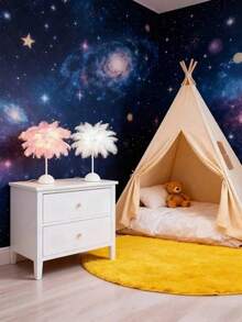 1 pezzo Lampada da scrivania con piume rosa e bianche, stile moderno e minimalista, luce decorativa da scrivania, lampada con piume carina e romantica, luce notturna decorativa calda, adatta per camera da letto di ragazze, scrivania dell'ufficio, San Valentino, compleanno, decorazione del soggiorno, crea un'atmosfera romantica come regalo romantico - Multicolore - Visualizzare 9