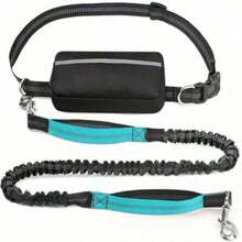 1条反光腰带牵引绳 - 可调节伸缩狗绳，适用于户外跑步和运动（44-63英寸），防拉扯减震手柄，多种颜色可选 - 彩色 - 查看 12