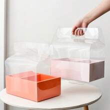 1个透明花卉装饰礼品包装盒，粉色PVC手提包礼品盒，适合家庭和花店使用，适用于婚礼、开学季、情人节、母亲节等场合。 - 透明鮮花禮盒 - 查看 10