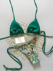 2025 Sexy Vintage Leopard Print Pattern Bikini 2 Pieces Set For Women Vacation Beach Summer - 彩色 - 查看 2