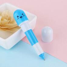 6支/套 迷你可爱胶囊按动式圆珠笔，创意趣味圆形笔身，高品质中性笔 - 迷你可愛表情藥丸原子筆 - 查看 2