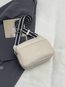 Bolso de hombro/cruzado de gran capacidad con estilo minimalista y de moda para el trabajo, adecuado para el trabajo y la escuela, con múltiples bolsillos - Beis - Ver 3