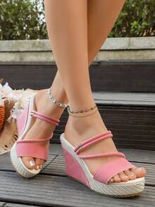 Giày cao gót đế xuồng màu đen da lộn thanh lịch dành cho nữ | Quai ngang mắt cá chân, da lộn thoáng khí, phù hợp mọi mùa, thiết kế mũi vuông độc đáo, giày mule đế dày thời trang - Hồng - Xem 6