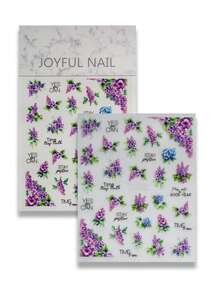 Nail Art Sticker With Purple Lilac Flower Clusters As The Main Element, Accented With A Few Blue-Purple Flowers And Fresh Green Leaves, Paired With A Gentle, Healing English Phrase. The Overall Color Tone Is Soft And Elegant, Exuding A Tranquil And Romantic Spring Vibe. The Style Is Intellectual, Gentle And Poetic, Highly Suitable For Those Who Love Spring Ambiance, Pursue Delicate Emotional Expression And Healing Aesthetics. - Multicolor - View 8