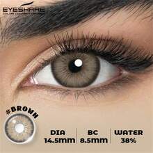 EYESHARE 1Pair Suitable For Eyes Natural Brown Gray Cosmetic Black Soft Lens Blue Eye Makeup, Annual Disposable - Brown - View 9
