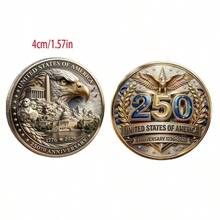 United States 250th Anniversary Coin Bald Eagle Coin 1776–2026 Anniversary Coin Novelty Commemorative Coin Double-Sided Historical Design Collectible Commemorative Coin, 250-Year History Commemorative Gift, Suitable For Christmas, Halloween, Valentine's Day Gifts And Display Commemorative Coin Gift - 金色 - 查看 3